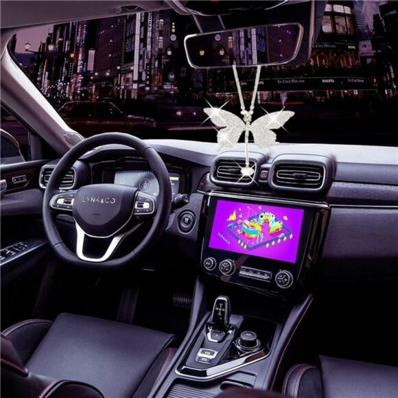 Butterfly Crystal Car Charm Bling Rear View Mirror Hanging Ornament Gift for Wom - Picture 5 of 8